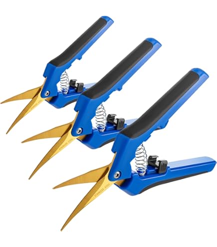 Pruning Shear Bonsai Cutter Gardening Hand Pruner With Curved Stainless Steel Titanium Blades Blue for Potting